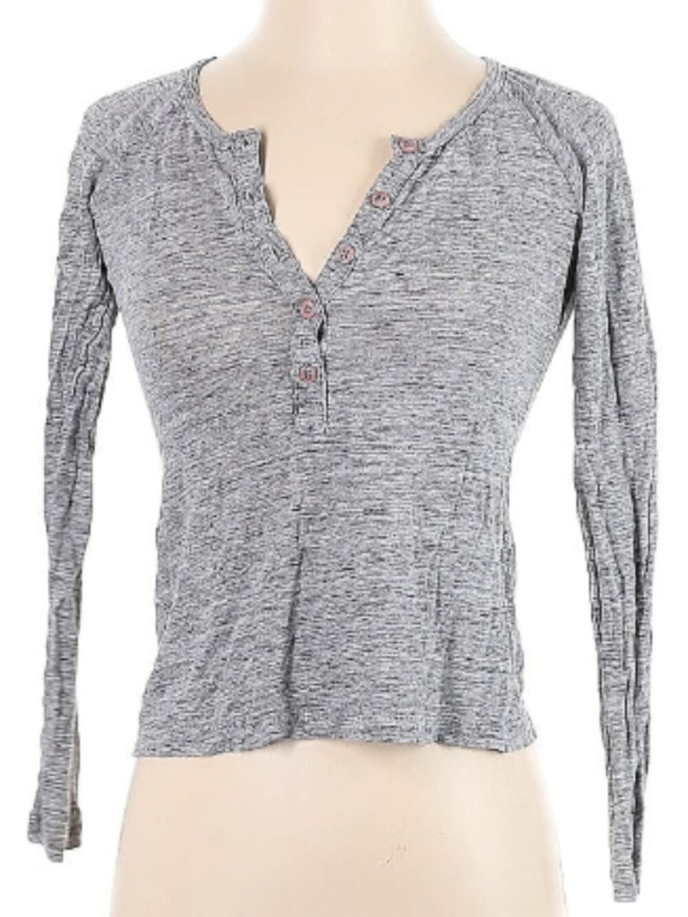 Frame 100% Linen Gray Grey Long Sleeve Henley Shirt Top Blouse Women's S Small